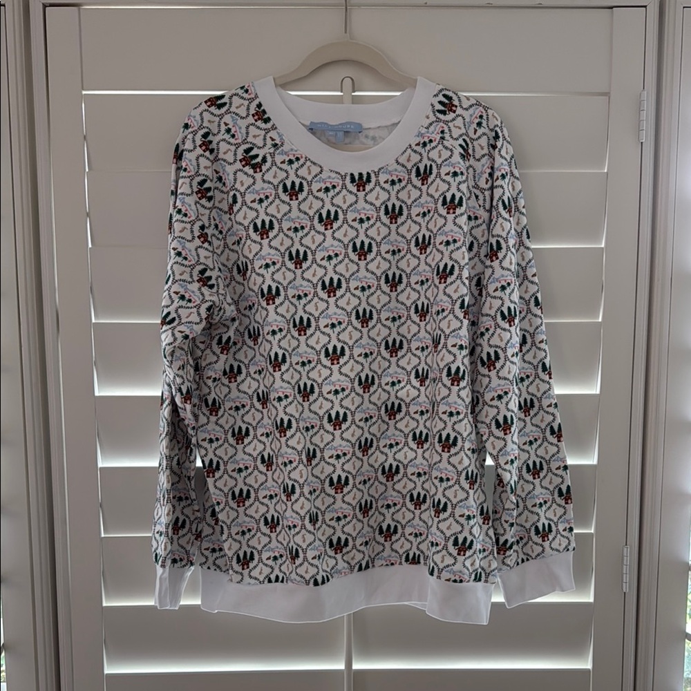 NWOT Hill House White Festive Patterned Sweatshirt